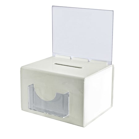 Azar Displays White Extra Large Lottery Box W/ Pocket, Lock and Keys 206390
